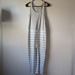 $10 SALE Loft Beach Maxi Dress XSMALL Striped Gray Blue Racerback Slit Summer